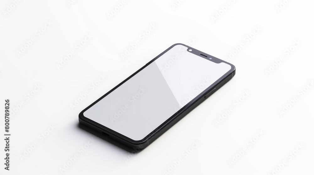 Poster a black smartphone mockup with a blank screen, isolated on a white background with a clipping path, 
