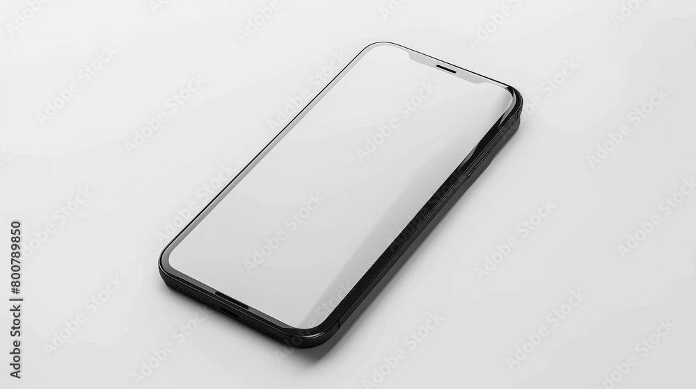 Poster a black smartphone mockup with a blank screen, isolated on a white background with a clipping path, 