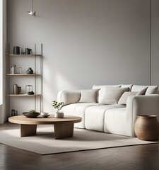  Minimalist nomadic interior background, 3d render 