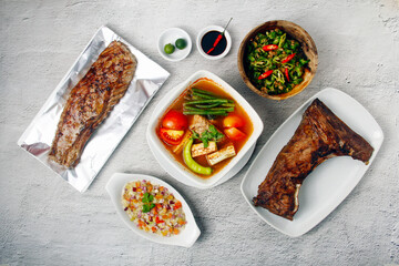 Freshly cooked assorted Filipino Food