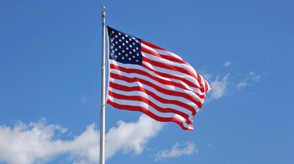 USA flag. American flag. American flag blowing in the wind background. Happy 4th of July of Independent day for holiday celebrations. background. For USA Labor day celebration. With Happy Labor Day.