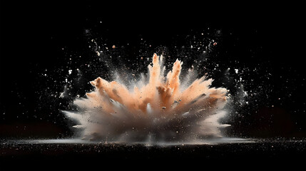 Powder Explosion in Black Background with Dynamic Colors