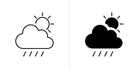Naklejka premium Weather editable stroke and solid web icon set. Vector illustration