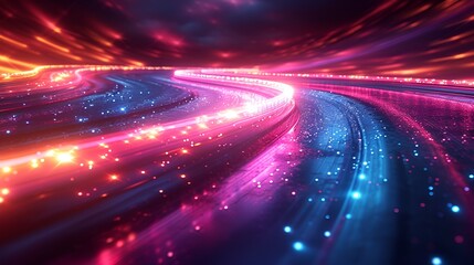 Neon motion blur - red and blue - graphic resource - fractal patterns - waves - curves - psychedelic 