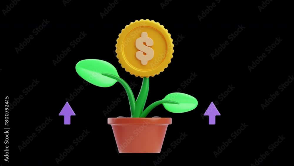 Poster 3d animation of passive income visualizing streams of revenue generated with minimal effort | alpha 