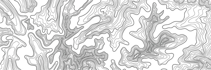 Geographical map, contour map, black lines on white background, vector design	