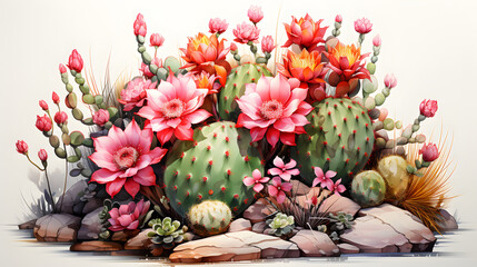 Ladyfinger Cactus Watercolor