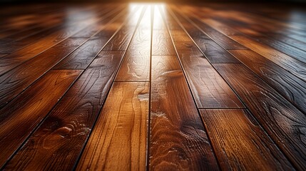 Oak hardwood floors - polished and shiny - low angle shot 