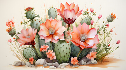 Ladyfinger Cactus Watercolor