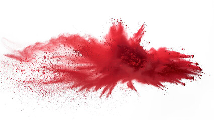 A red explosion smoke of holi paint color powder isolated on transparent or white background