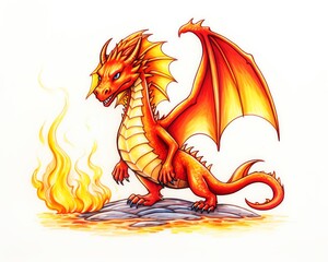 Naklejka premium flame dragon, intense flame dragon