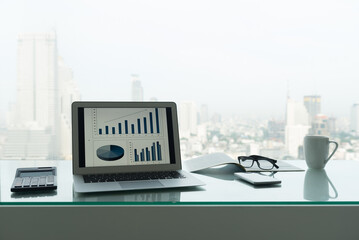 business report and data analysis for strategy investment study on investor desk.	