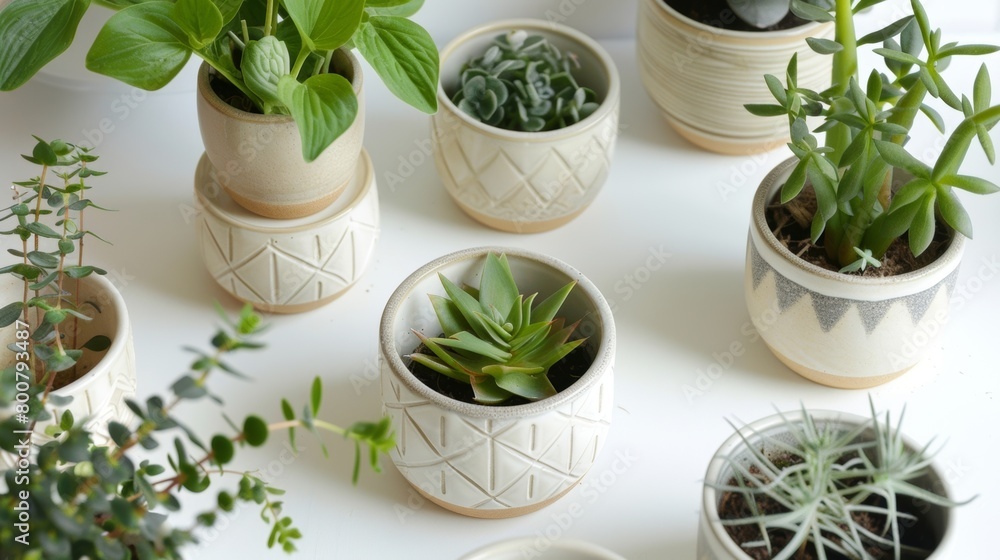 Poster a series of handstamped ceramic markers each with a unique geometric pattern and the name of the pla