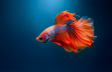 Obraz premium Vibrant Siamese Fighting Fish Radiating with Colorful Detail on a Sleek Black Backdrop
