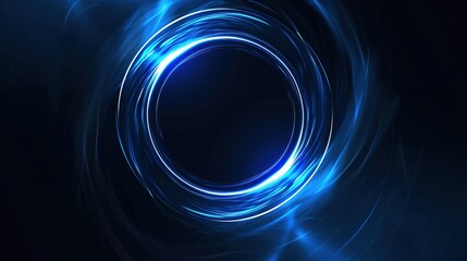Future Neon Circles Abstract Light Effects on Dark Blue Background, Sleek Design Elements for Hi-Tech Branding and Advertising Concepts