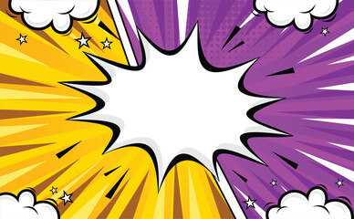 Star Yellow Purple Comic Cartoon Background Design Vector Template