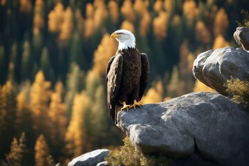 'stone sits an mountains eagle sit bird fauna nature wild wing predator wildlife animal mountain...