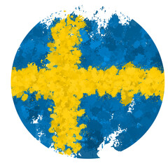 sweden flag round shape with paint splashes