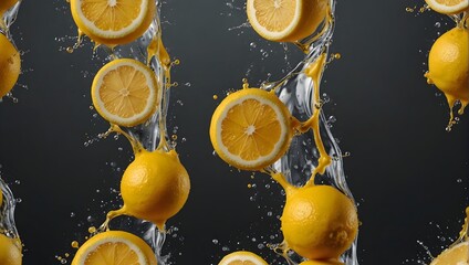 Set of lemonade splash isolated on transparent background ai_generated