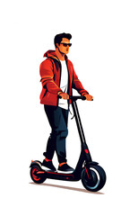 Electric scooter, kick scooter person ride electric kick scooter glyph icon