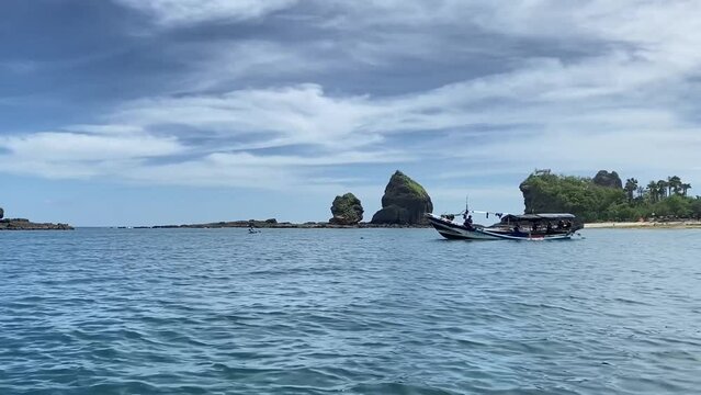 The natural beauty of Tanjung Papuma beach in the city of Jember, East Java