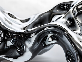  未来的でメタリックな銀色波模様