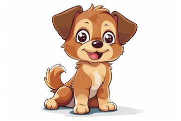 Fototapeta premium cute dog cartoon vitage design for POD print on demand white background.