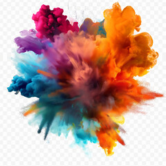A colorful smoke explosion isolated on white background