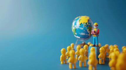Celebrating International Labor Day, this 3D concept emphasizes labor safety and rights at the workplace, advocating for social justice and decent work for all.