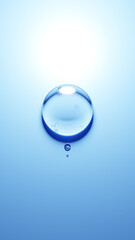 青色背景に3つの水滴。3D（縦長）