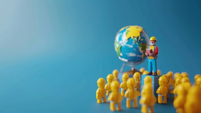 Celebrating International Labor Day, this 3D concept emphasizes labor safety and rights at the workplace, advocating for social justice and decent work for all.