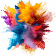 A colorful smoke explosion isolated on white background