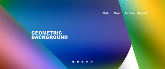 An electric blue geometric background featuring a rainbow of colors, circles, rectangles, and multimedia design elements. It resembles a modern display device with a vibrant azure logo in the center