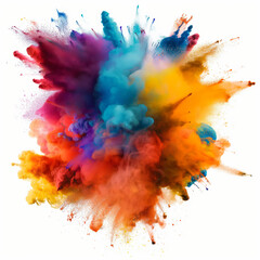A colorful smoke explosion isolated on white background