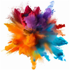 A colorful smoke explosion isolated on white background