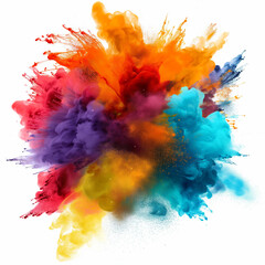 A colorful smoke explosion isolated on white background