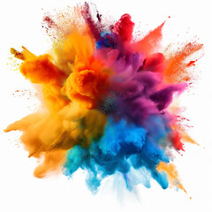 A colorful smoke explosion isolated on white background