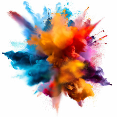 A colorful smoke explosion isolated on white background