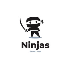 Printcute ninja simple logo vector