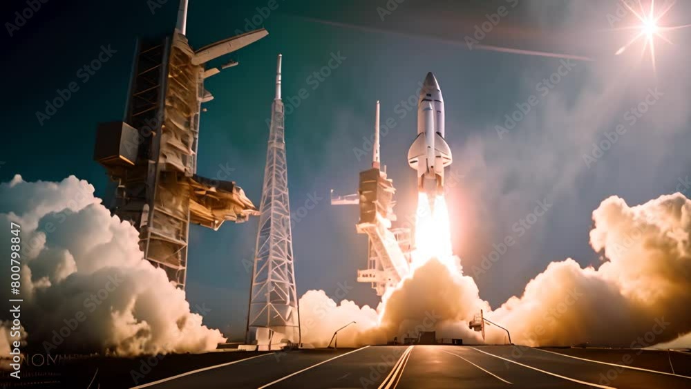 Aufkleber space shuttle launching from launch pad generative ai