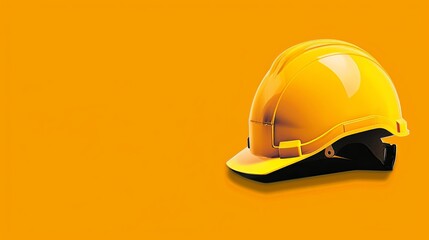 Depicted against a grey background, a yellow-orange hardhat helmet symbolizes safety and protection in the construction industry, representing labor and occupational safety.