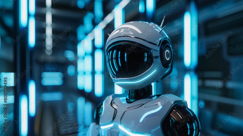 Aufkleber depicting a humanoid ai robot, this 3d illustration explores the future of artificial intelligence i