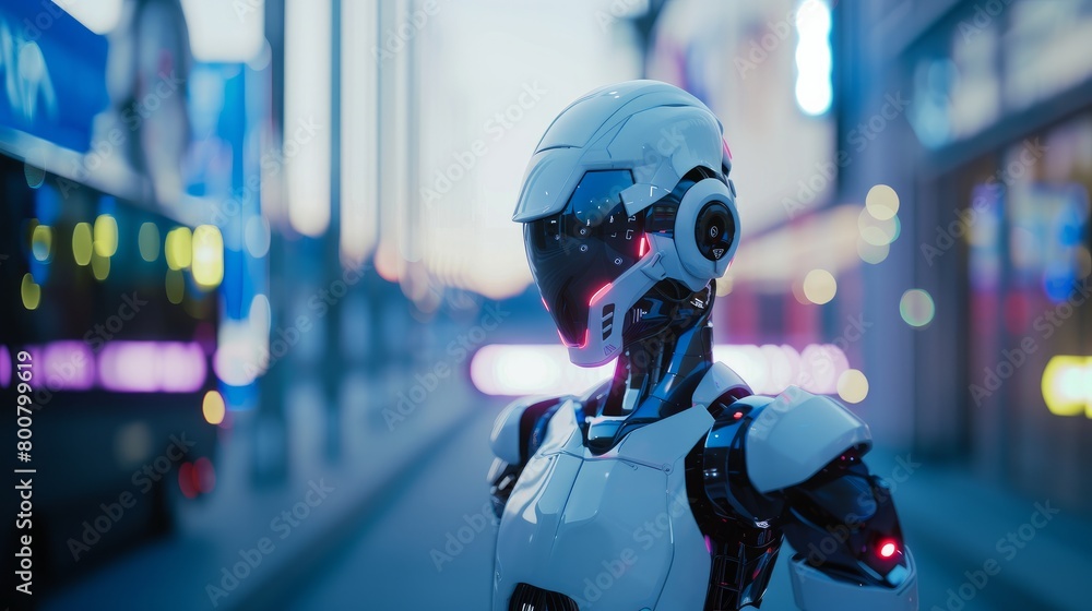Aufkleber depicting a humanoid ai robot, this 3d illustration explores the future of artificial intelligence i