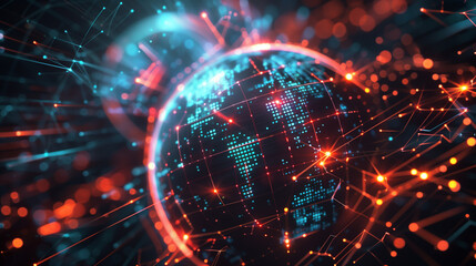 Obraz premium Futuristic world glow digital technology.