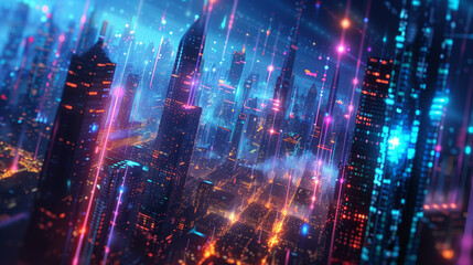 Obraz premium Futuristic world glow digital technology.