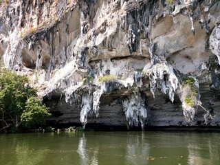 Stalagmites and stalactites in Thailand cave