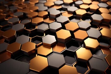 Geometric hexagon 3d pattern of metal chrome, abstract texture wallpaper backdrop