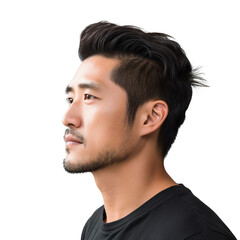 Obraz premium Happy smiling Asian man profile portrait, side view, isolated on white background