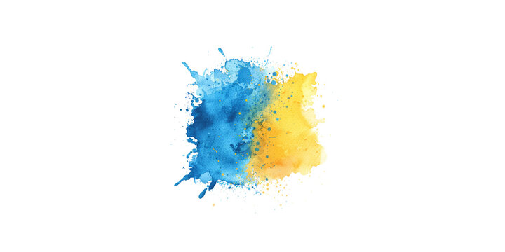 Watercolor Blue And Yellow Splash, Clipart Isolated On White Background

