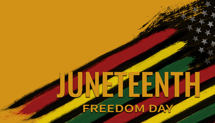 Juneteenth Freedom Day. African heritage . June 19. Celebrate Black Freedom. Flag. 3d illustration